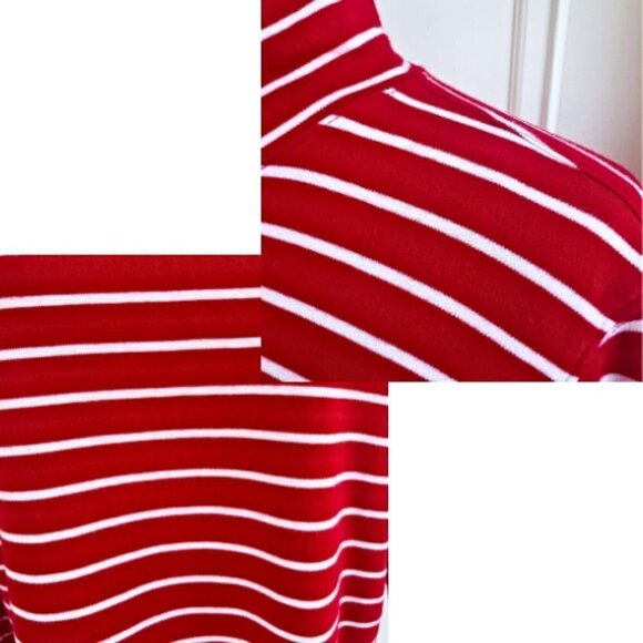 LANDS END Striped Red White Knit Turtleneck Size L - Picture 11 of 15